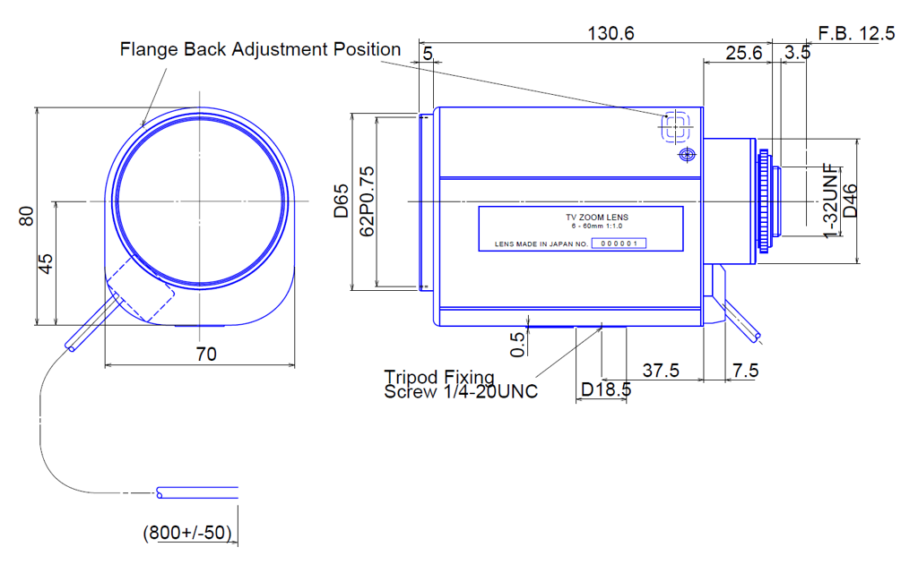 Goyo Optical GAZ606010M technical drawing