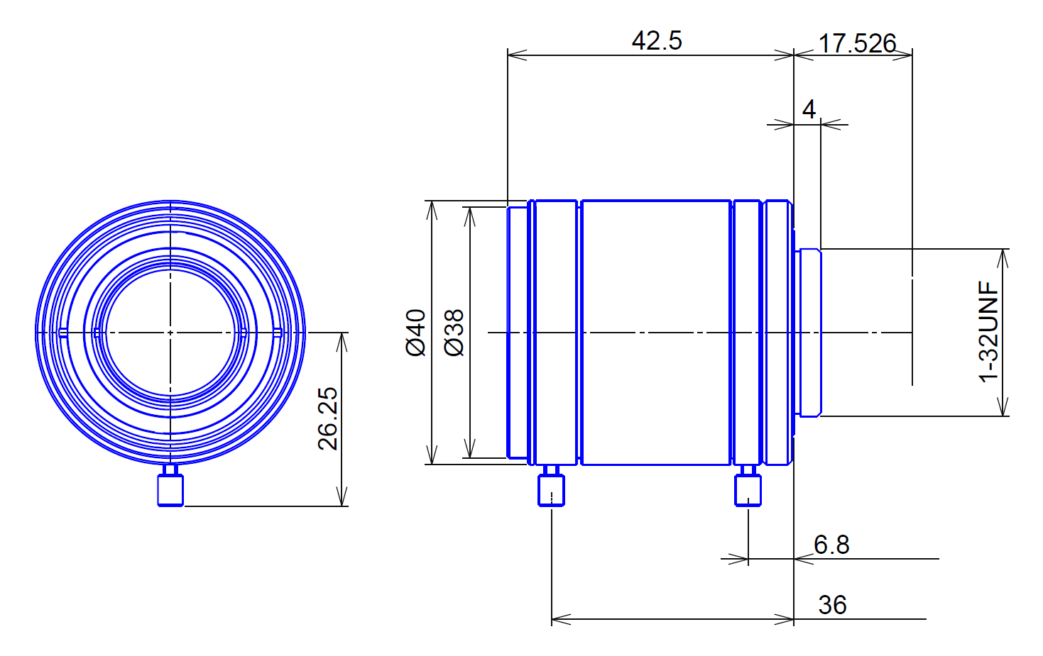 Goyo Optical GMTHR42514MCN-SWIR technical drawing