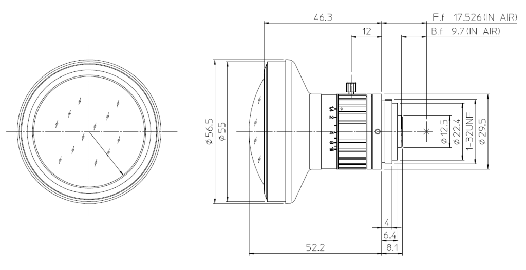 Fujinon FE185C057HA-1 technical drawing