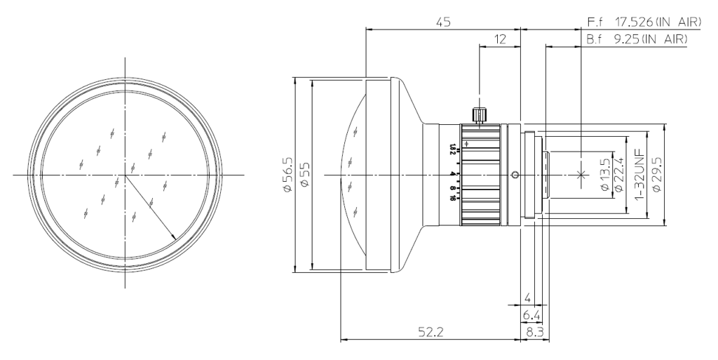 Fujinon FE185C086HA-1 technical drawing